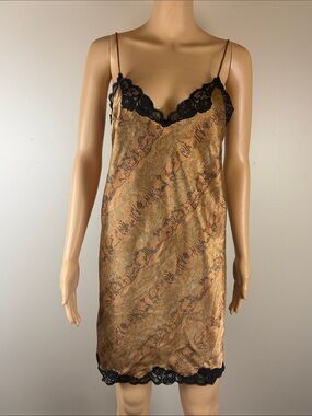Vintage August Silk Bronze Nightgown Slip Dress with Matching Robe
